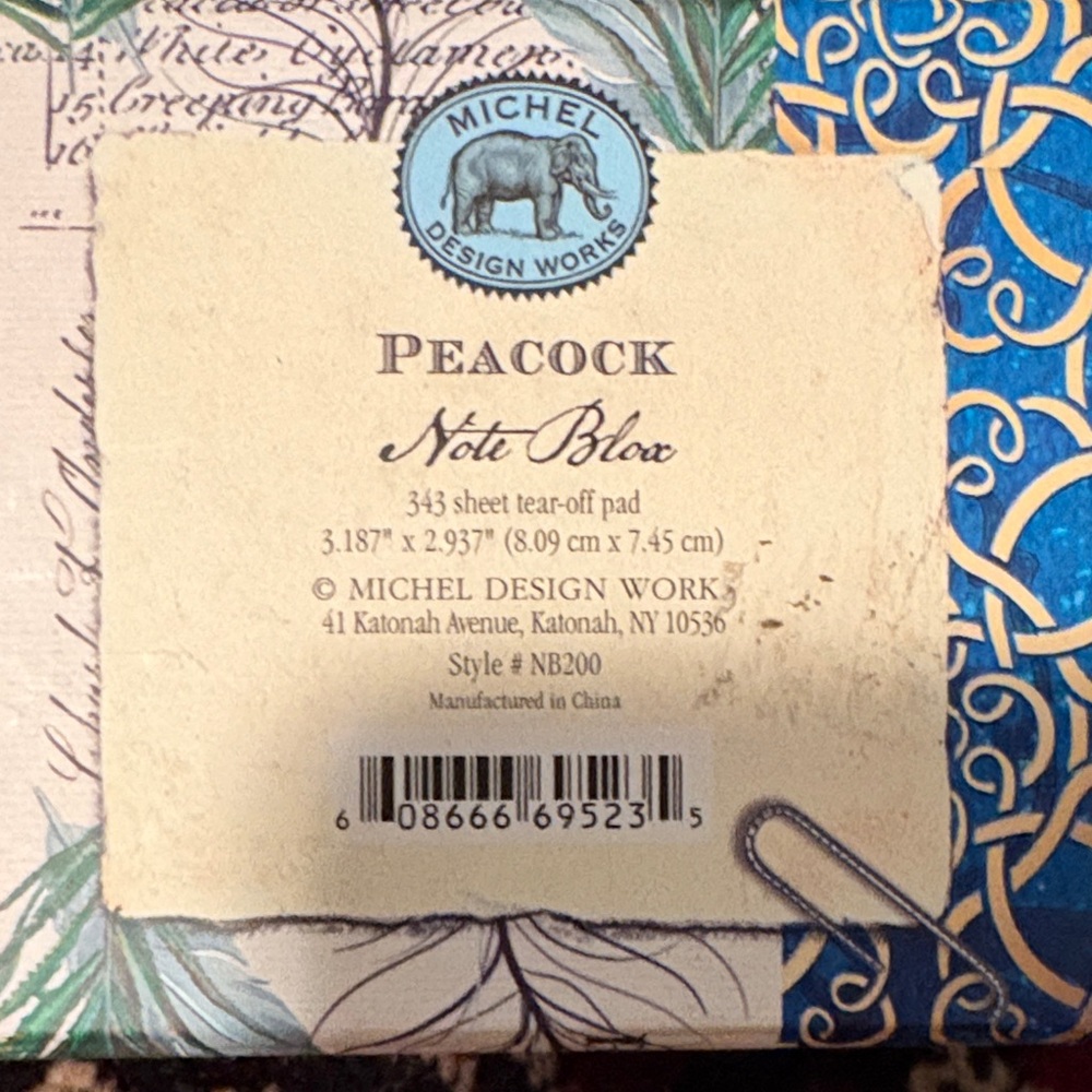 ~Michel Design Works~ Peacock Design Bird Note Block - Picture 2 of 4